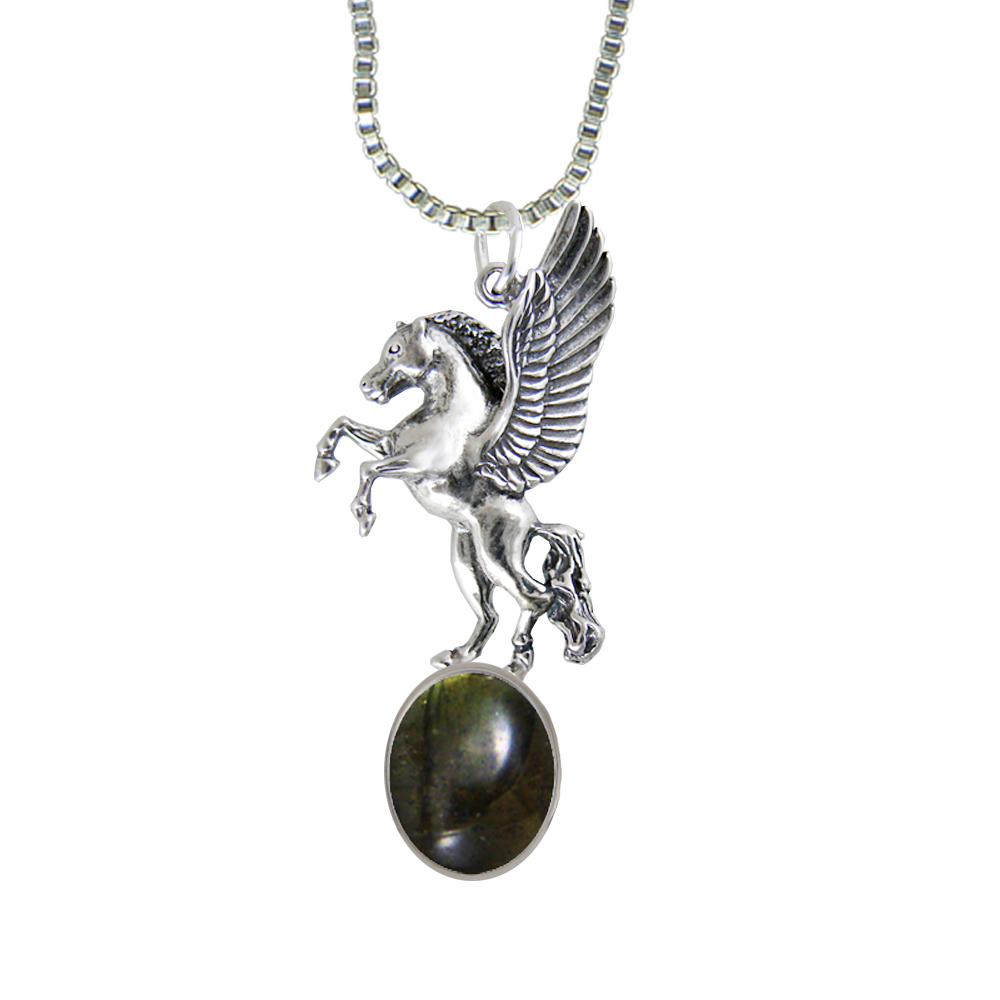 Sterling Silver Unicorn of the Summer Day Pendant With Spectrolite